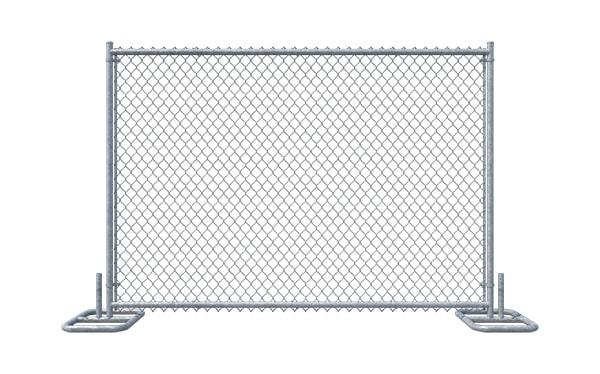 temporary panel fencing are usually installed using feet or stands that are anchored into the ground and then connected together via clips or brackets